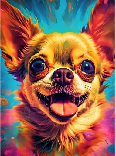 Kit Peinture Diamant 5D Chihuahua - Toile 40x50 Cm, Strass Ronds, Complet Avec Stylo Et Plateau, Déco Murale DIY